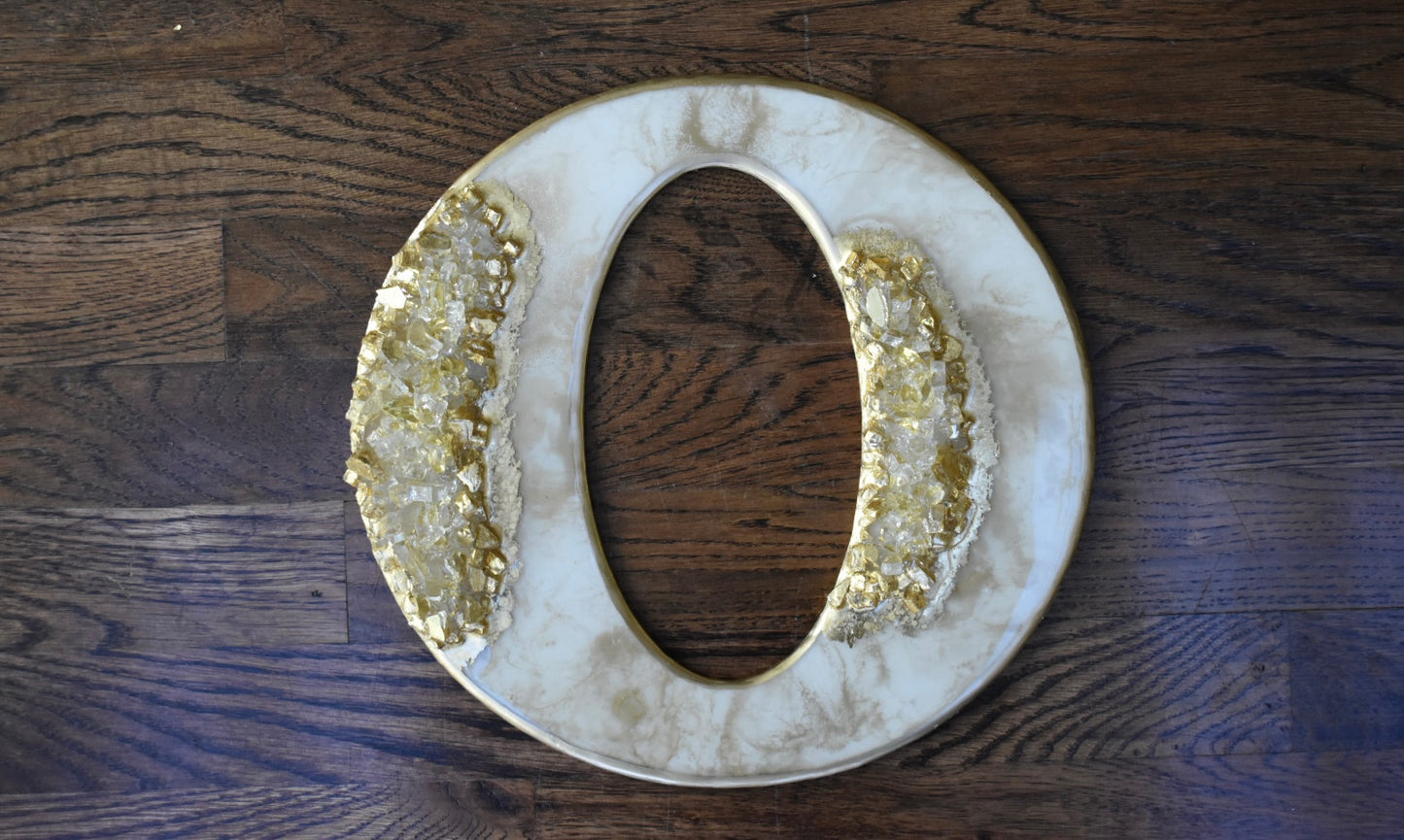 Custom Gold and Marble-Inspired “HOME” Wall Decor with Crushed Glass Accents